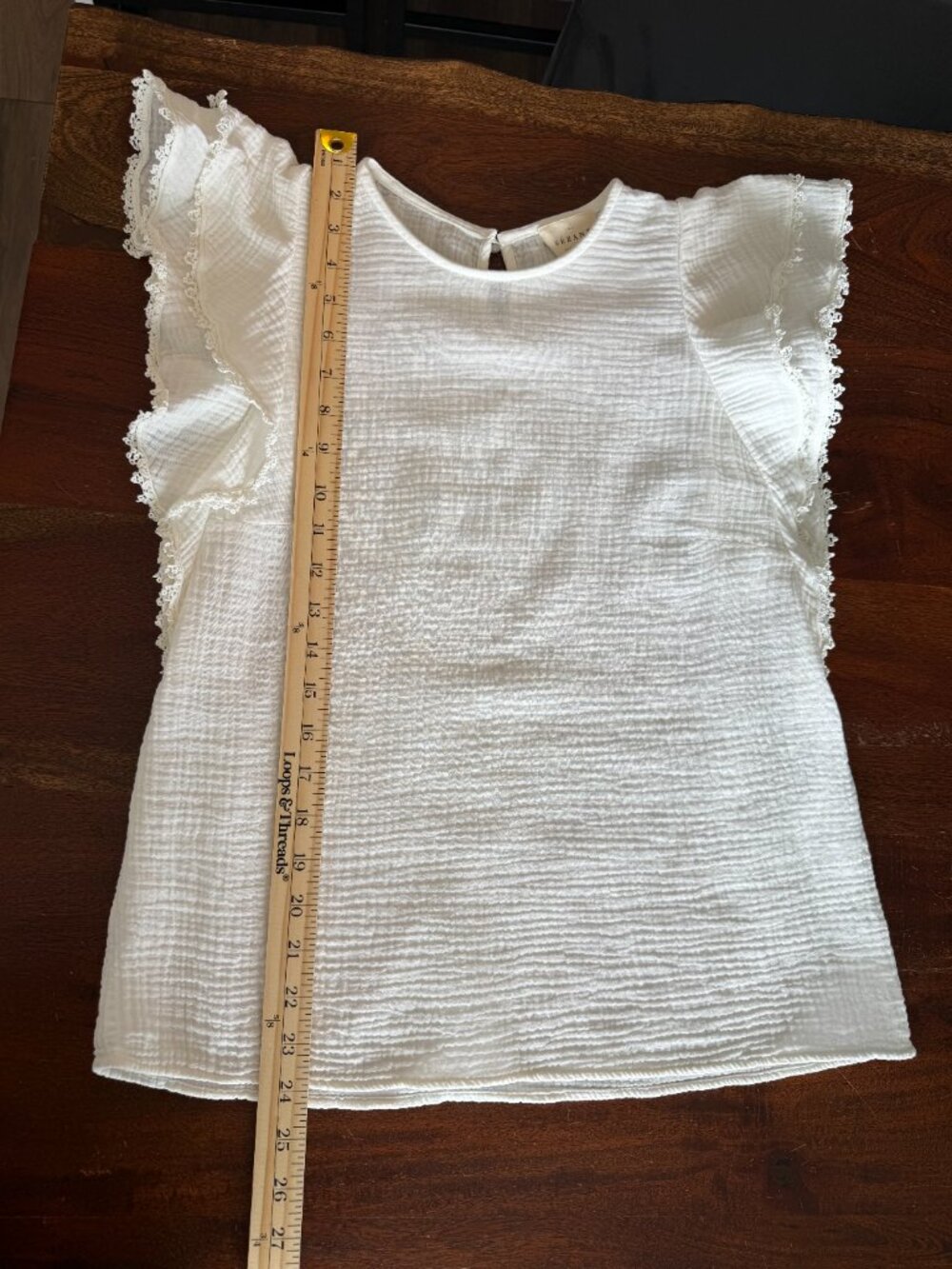 Sézane Ester Ecru Cotton Ruffle Sleeve Blouse Size 38 - Picture 10 of 12